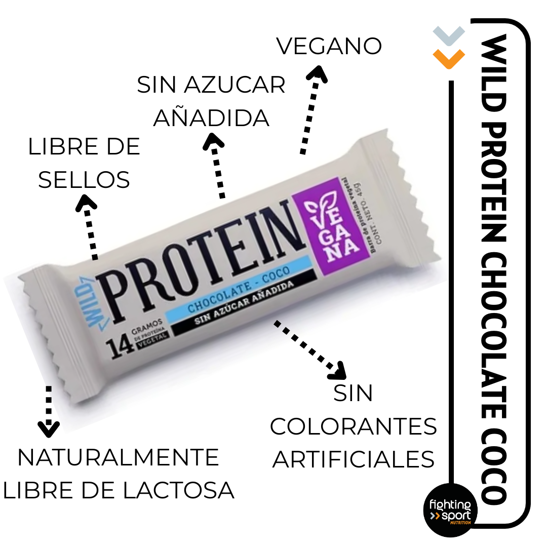 Wild Protein Vegana Chocolate Coco 16 unidades