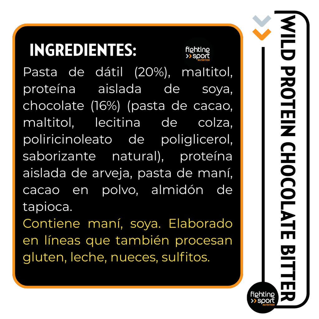 Wild Protein Vegana Chocolate Bitter 16 unidades