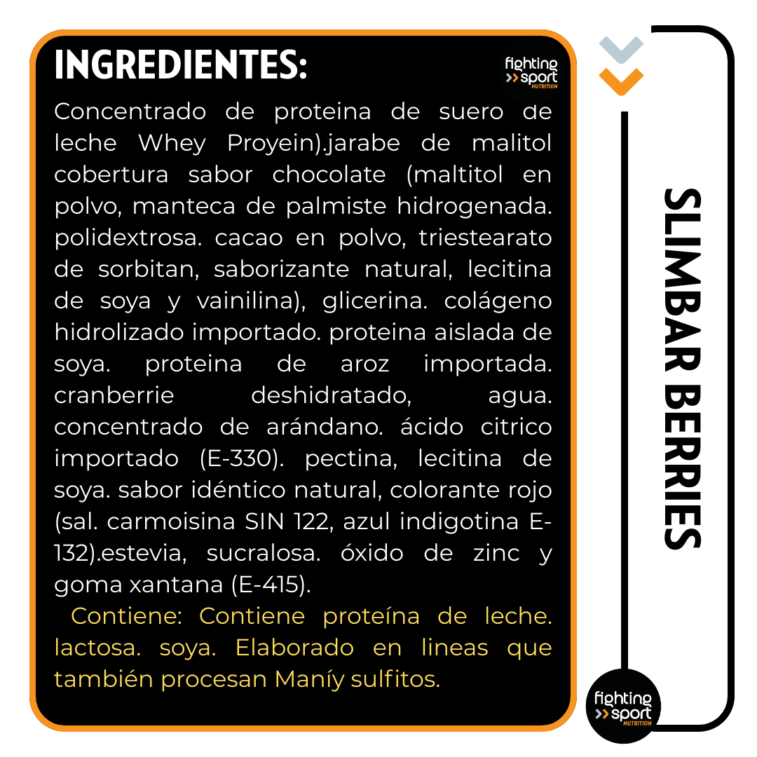 Barrita Proteina Slim Bar Berries 60grs.