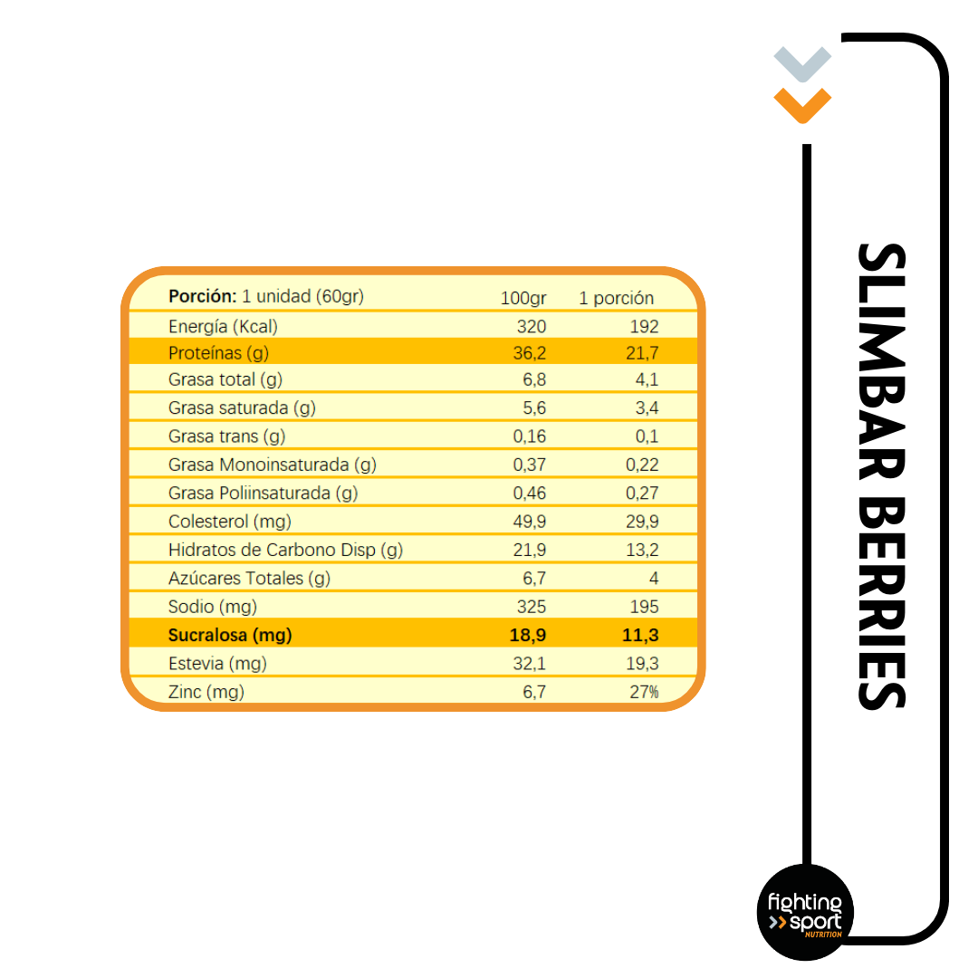 Barrita Proteina Slim Bar Berries 60grs.