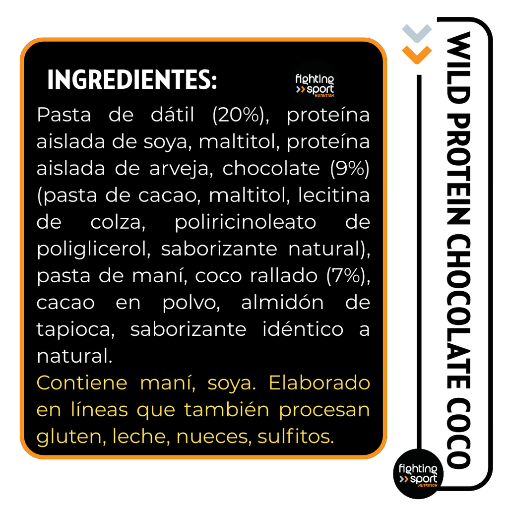 Wild Protein Vegana Chocolate Coco 16 unidades