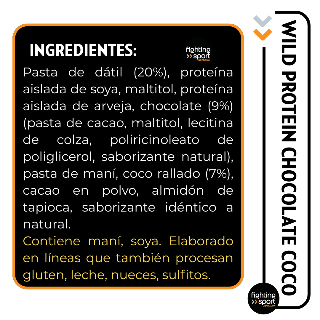 Wild Protein Vegana Chocolate Coco 16 unidades