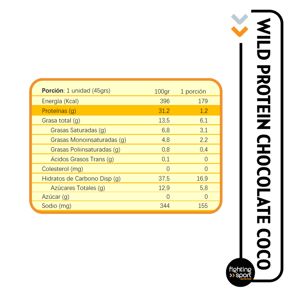 Wild Protein Vegana Chocolate Coco 16 unidades