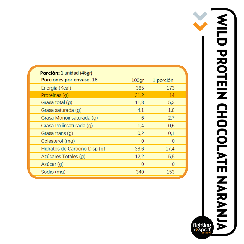Wild Protein Vegana Naranja 16 unidades