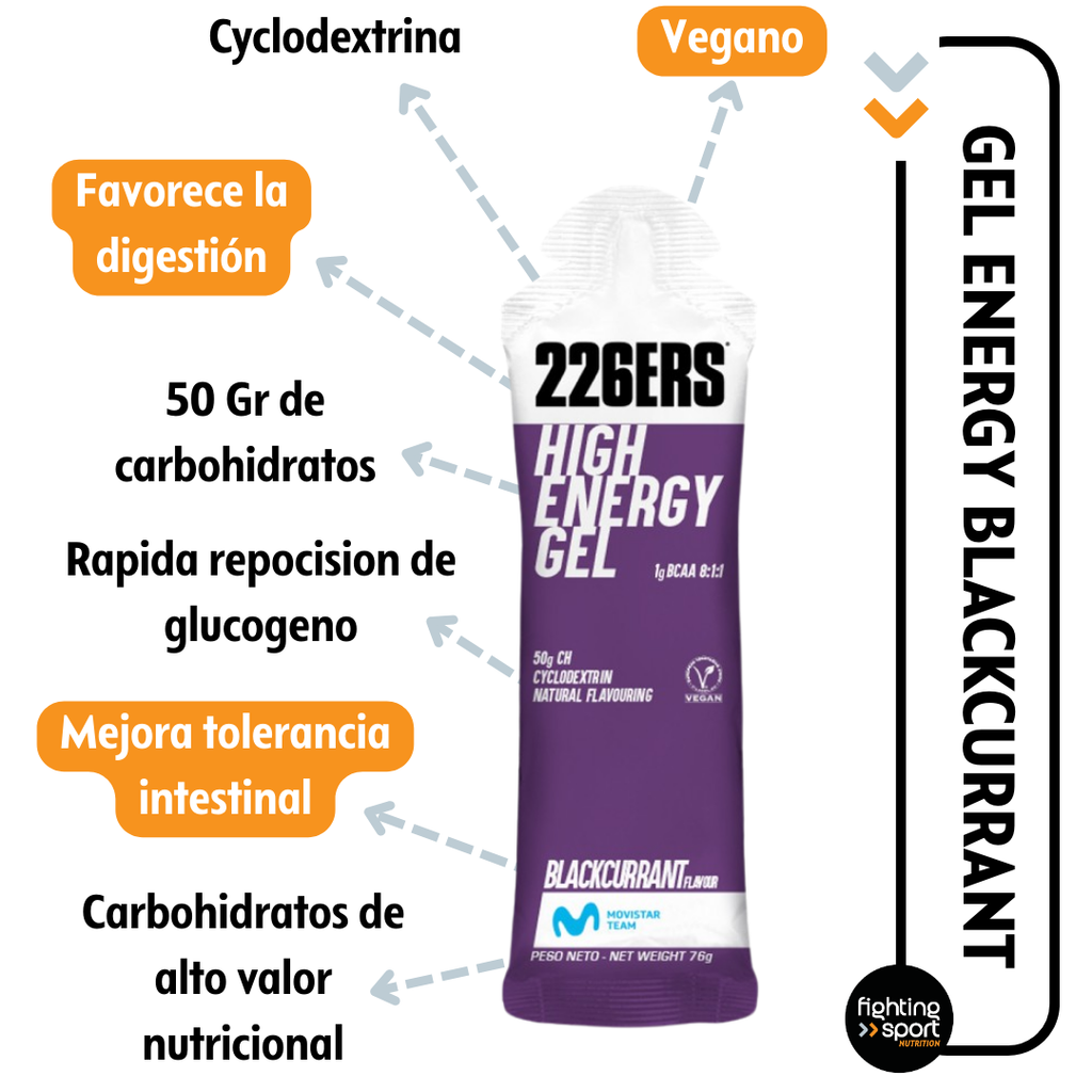 Pack 3un High Energy Gel Black Currant 226ers